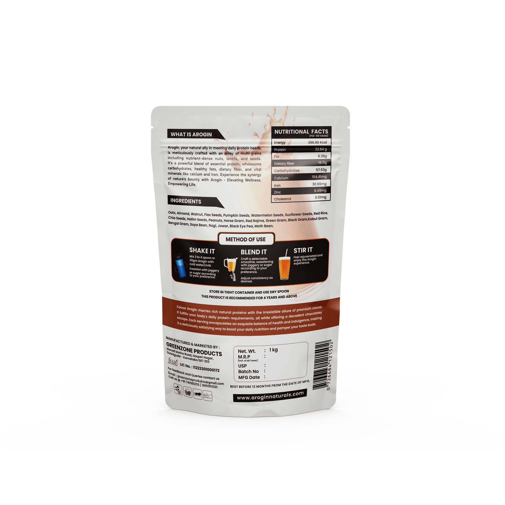 Arogin Chocolate Protein Shake Powder - Image 7