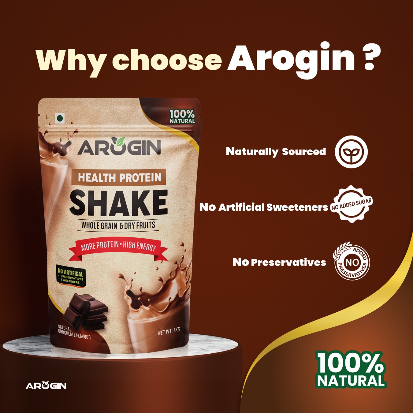 Arogin Vanilla Protein Shake Powder - Image 3