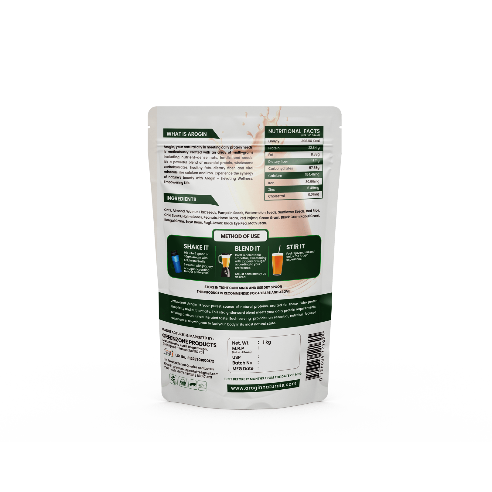 Arogin Unflavored Protein Shake Powder - Image 7