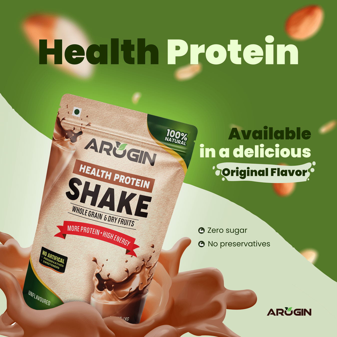 Arogin Unflavored Protein Shake Powder - Image 2