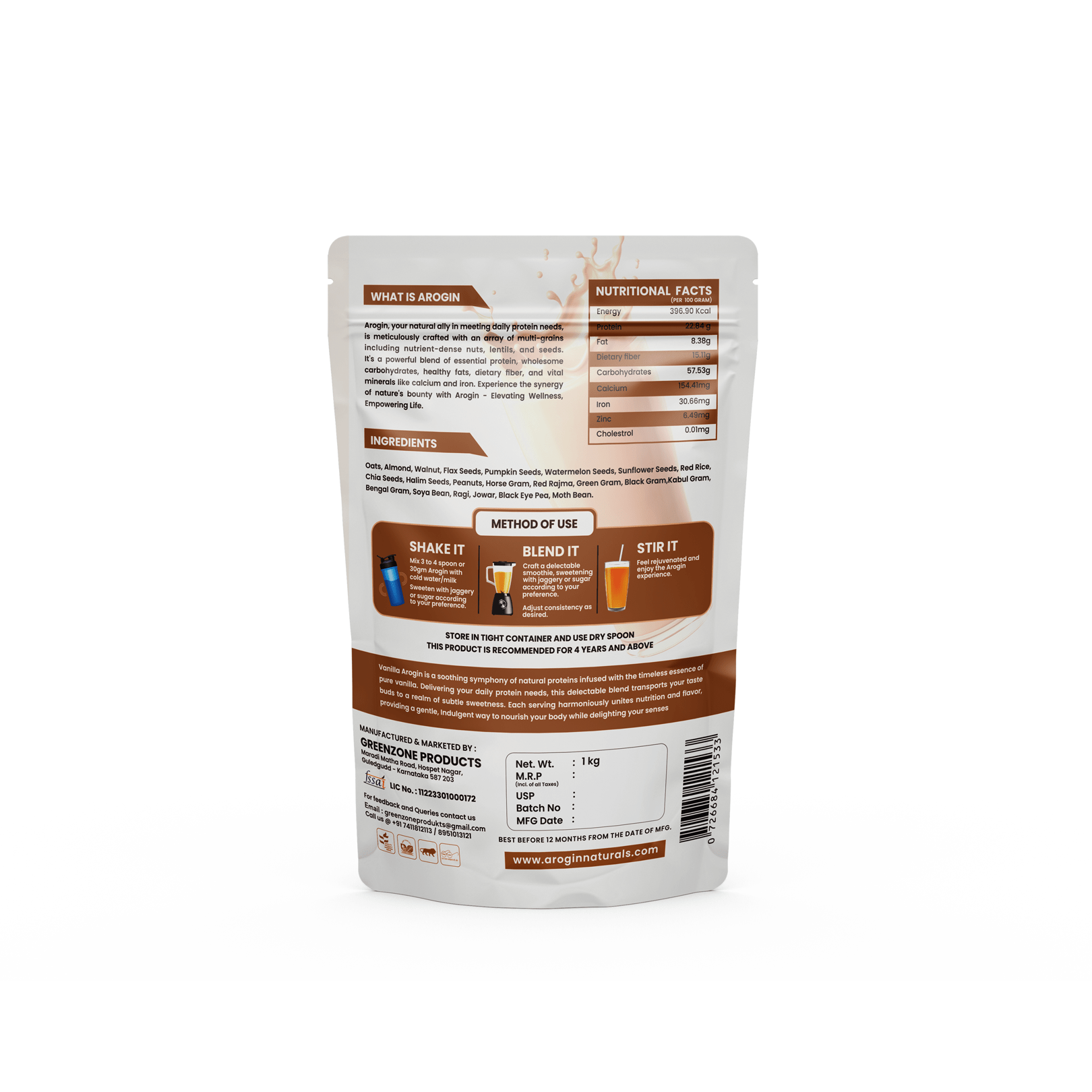 Arogin Vanilla Protein Shake Powder - Image 7