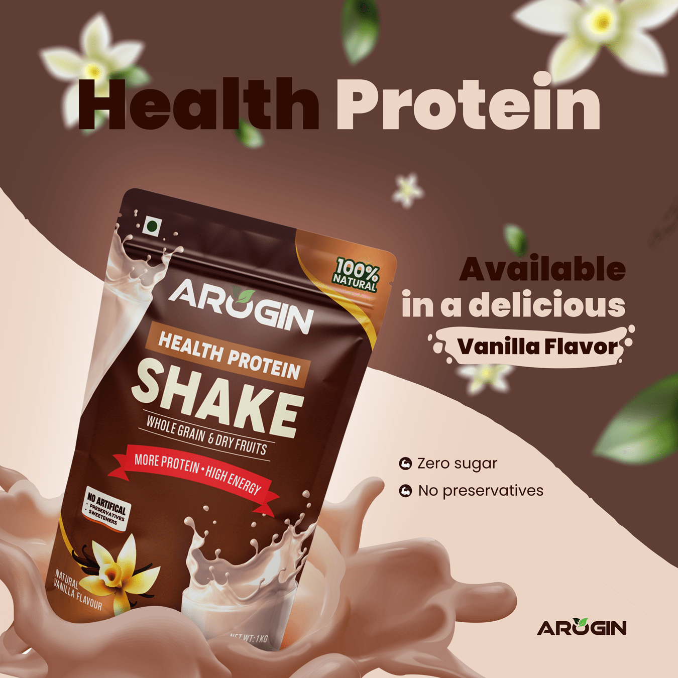 Arogin Vanilla Protein Shake Powder - Image 2